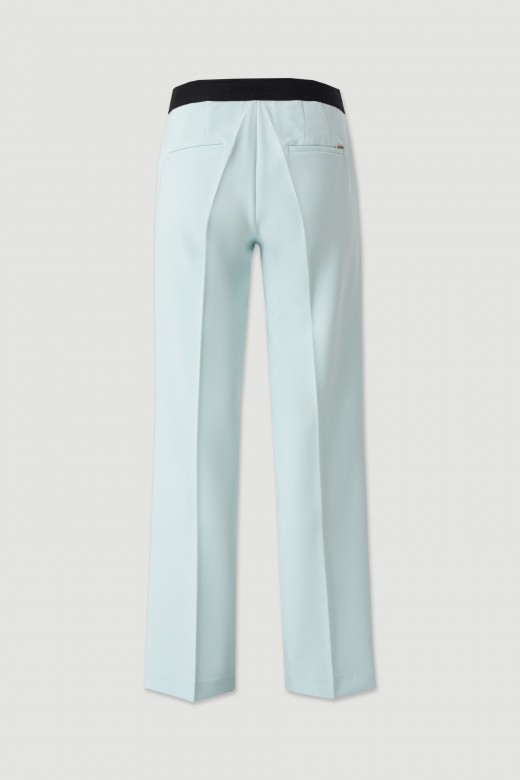 High-waisted straight trousers with customised elastic waistband High-waisted straight trousers with customised elastic waistband