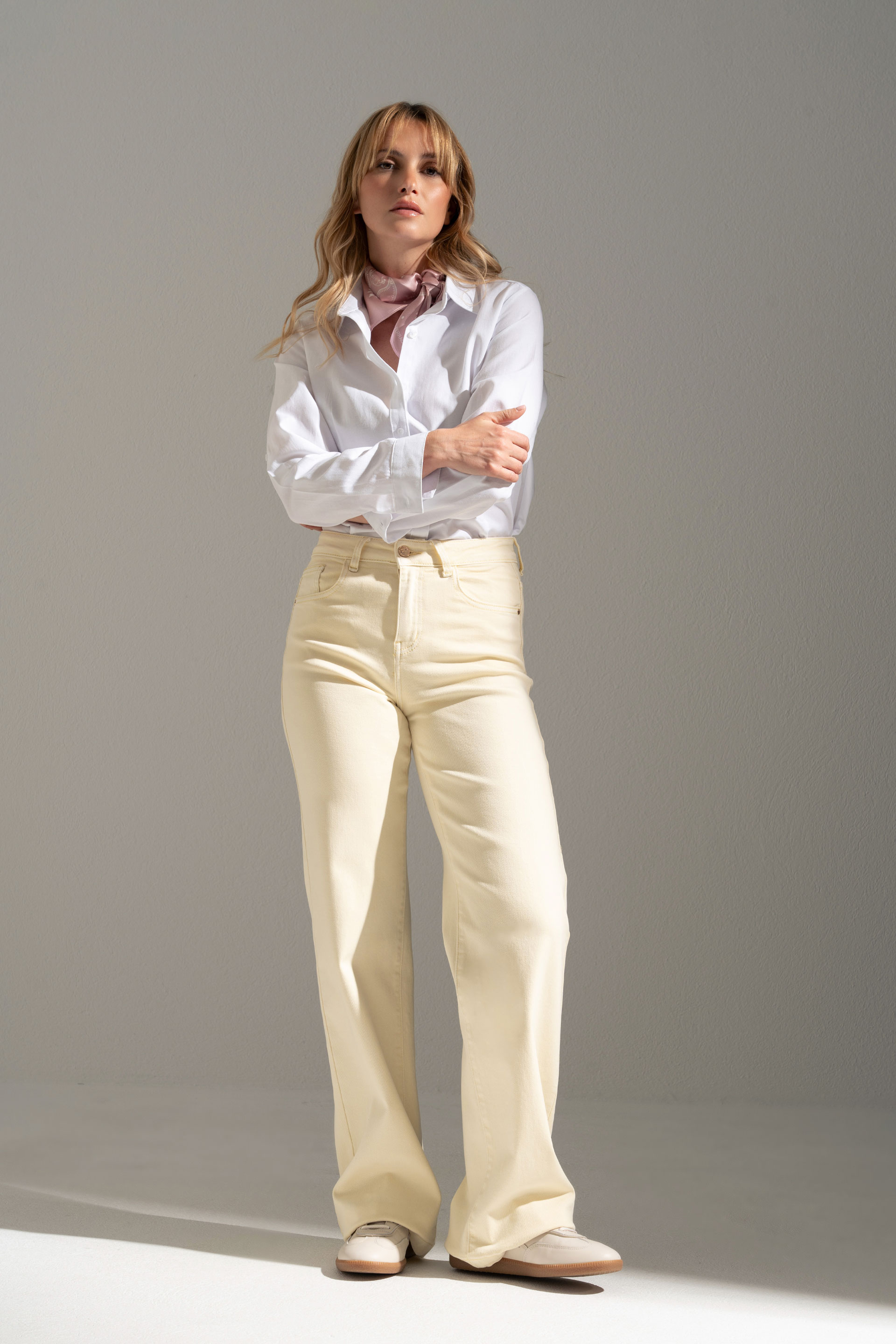 Straight-fit twill trousers