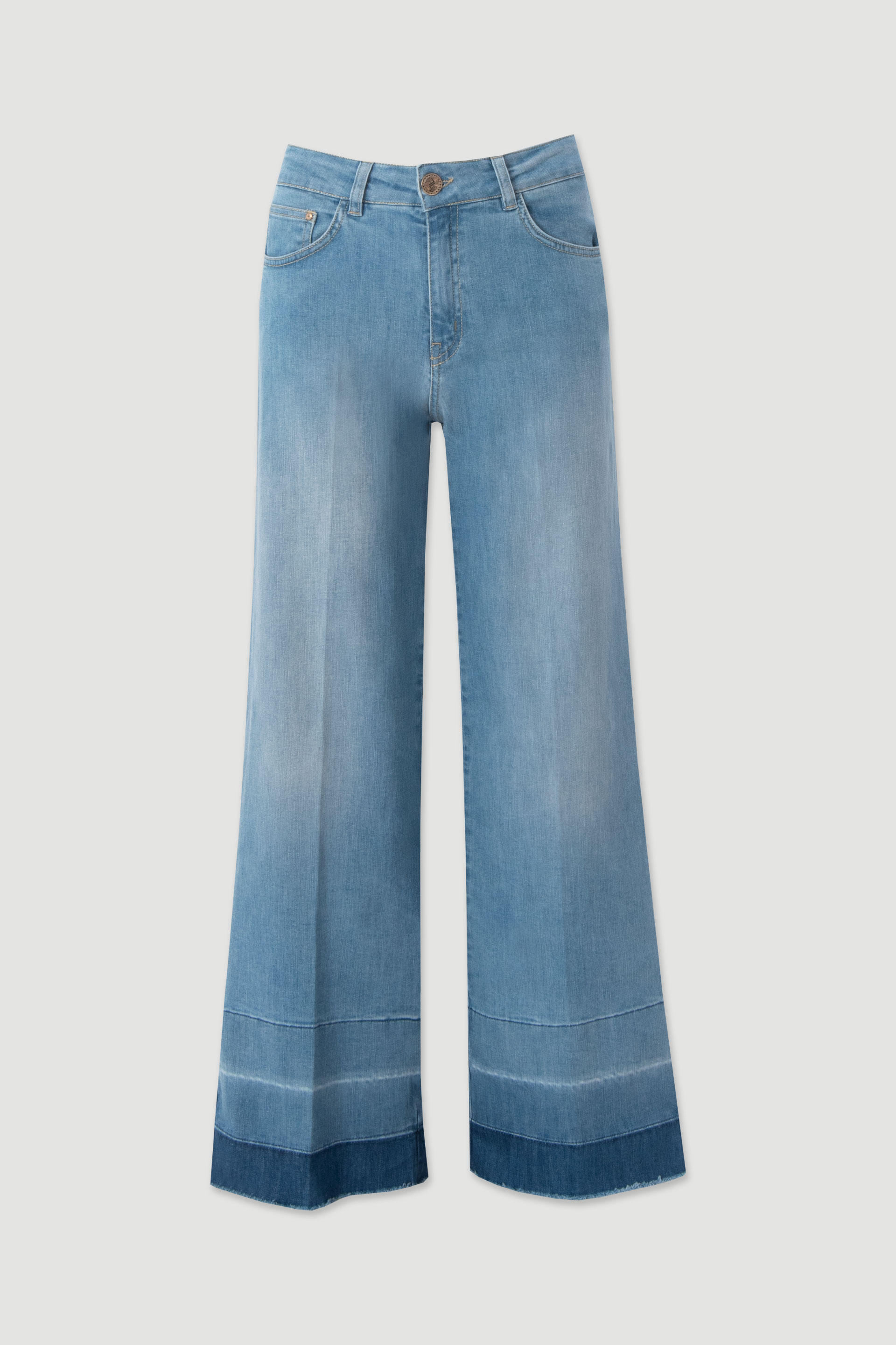 Jeans wide leg com detalhe na baínha