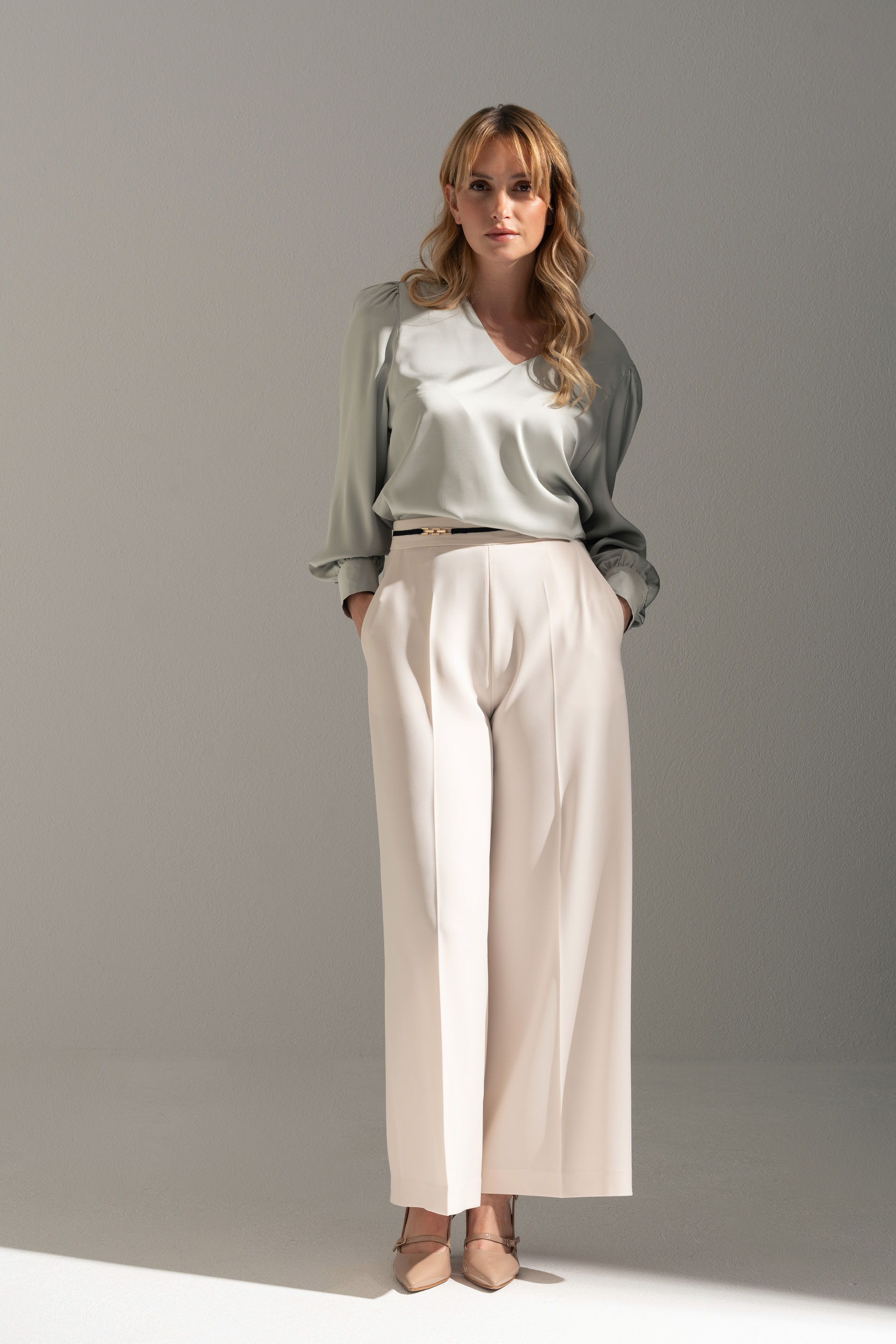 Fluid culotte trousers with metallic detail
