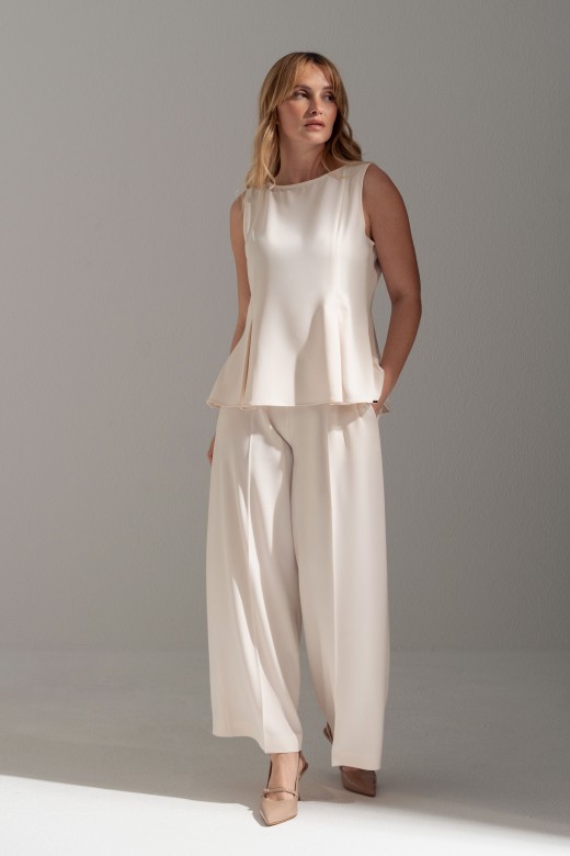Fluid culotte trousers with metallic detail Fluid culotte trousers with metallic detail