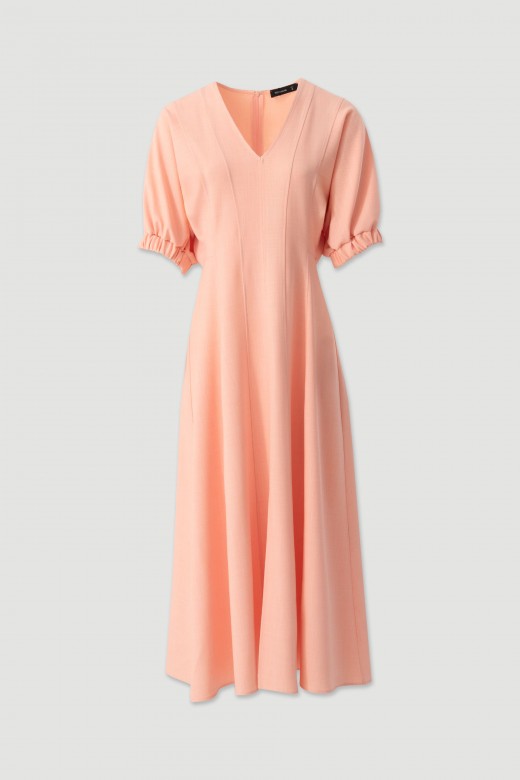 Fitted midi dress with v-neckline Fitted midi dress with v-neckline