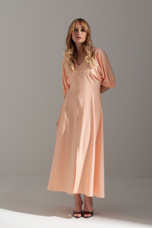 Fitted midi dress with v-neckline Fitted midi dress with v-neckline