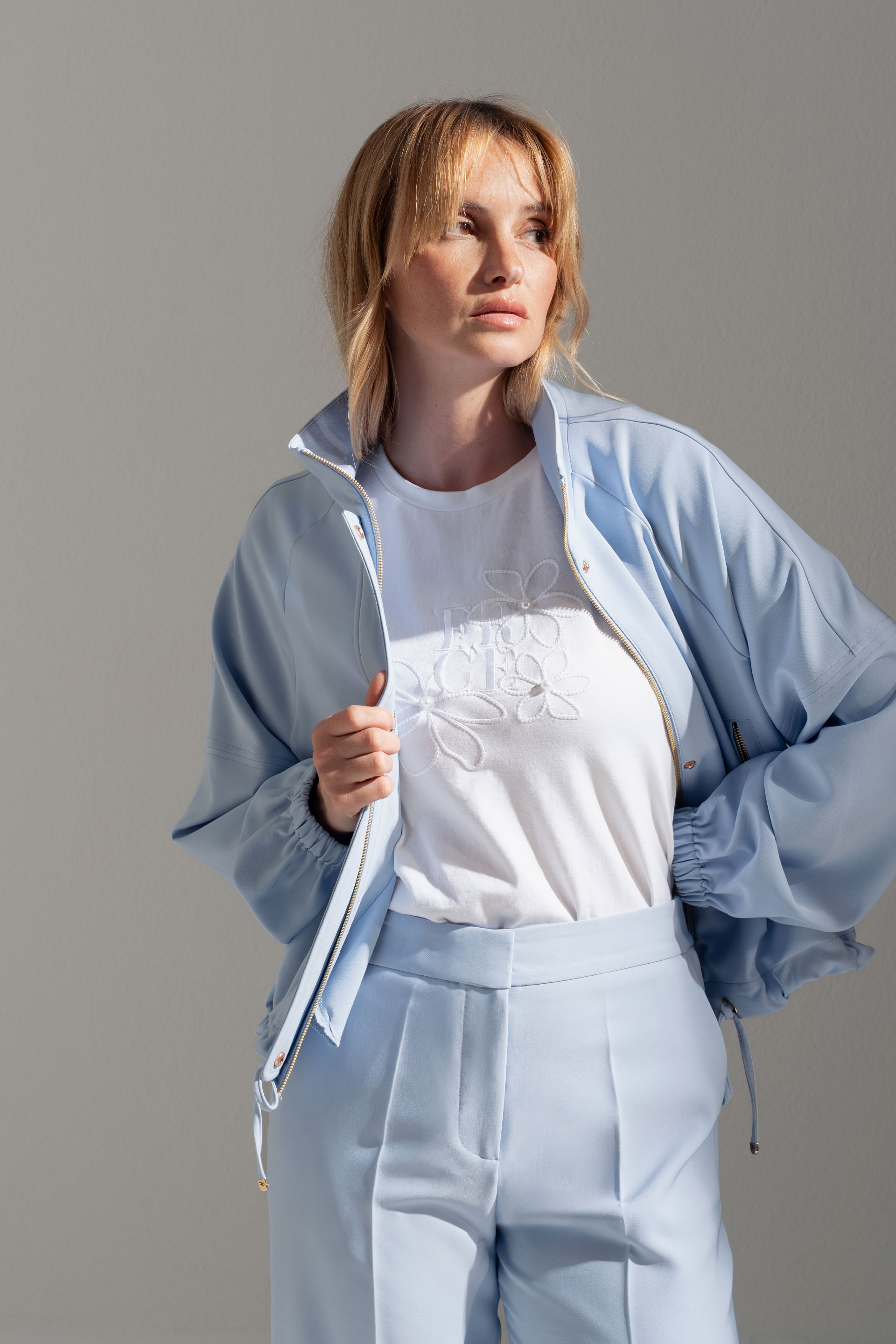 Bomber jacket with high collar
