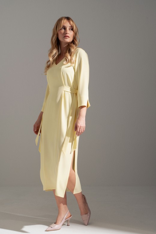Flowing midi dress with side ties Flowing midi dress with side ties