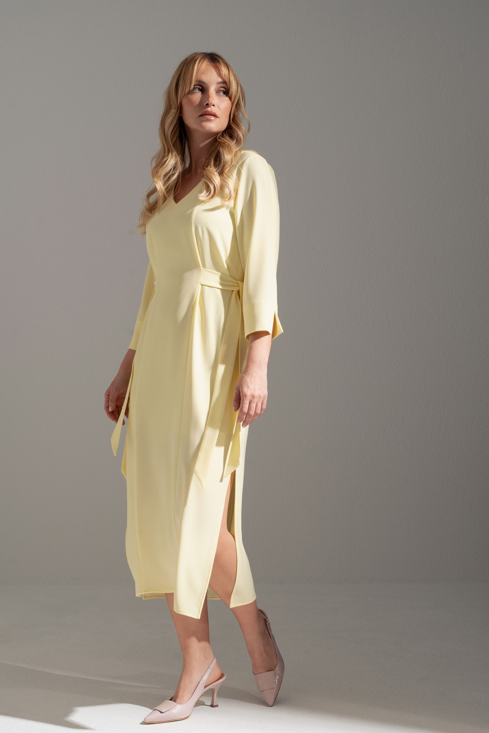 Flowing midi dress with side ties