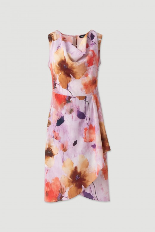 Floral dress with draped neckline Floral dress with draped neckline