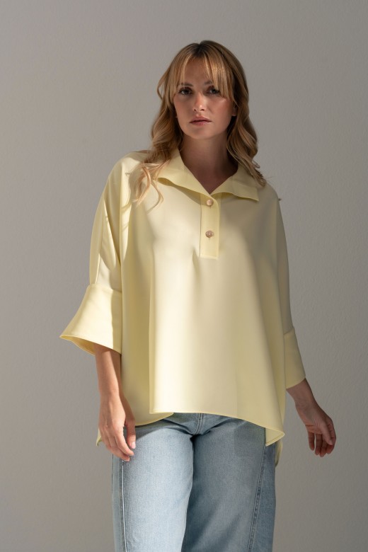 Flowy tunic with high collar and wide sleeves Flowy tunic with high collar and wide sleeves