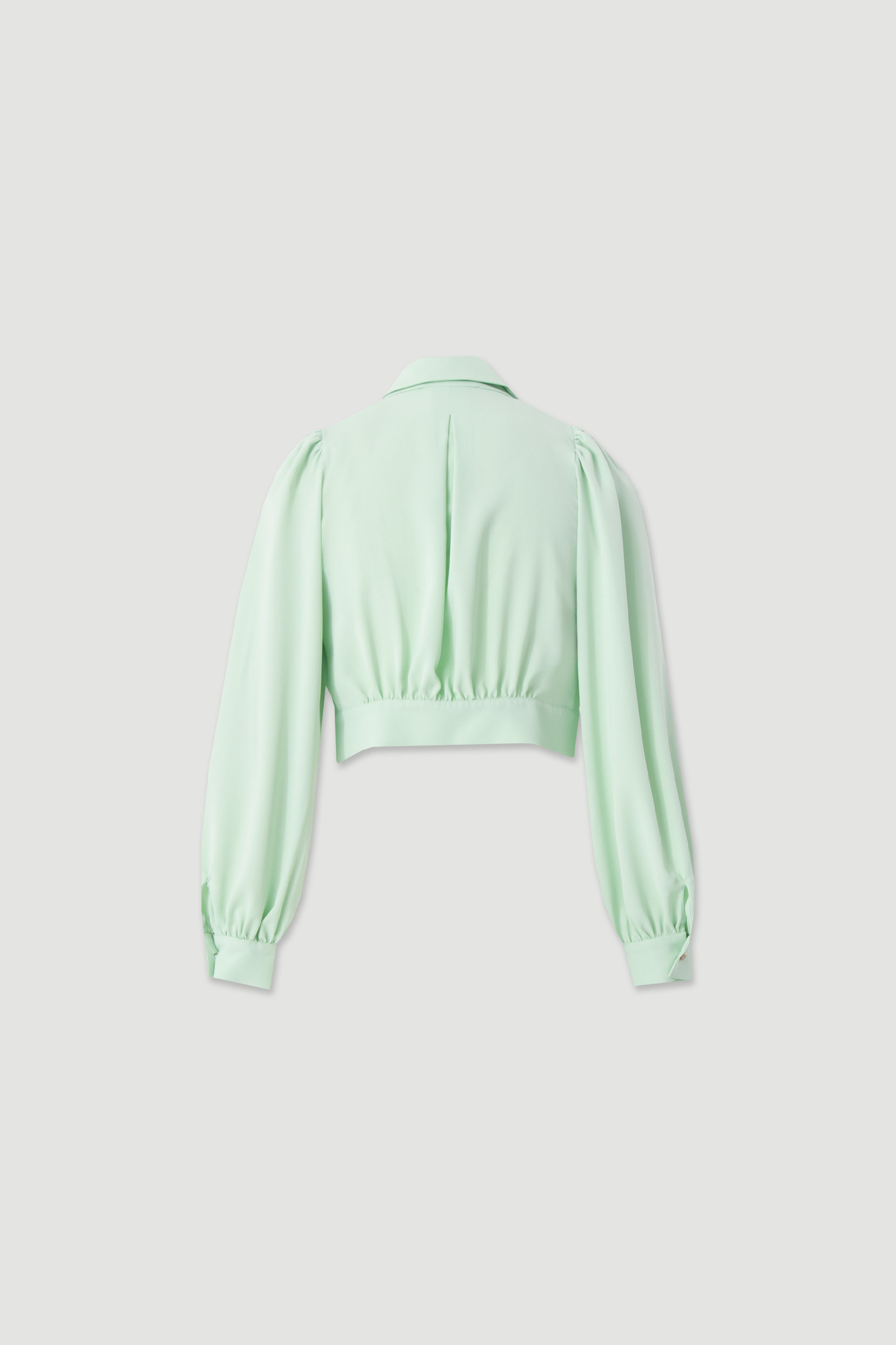 Cropped fluid long-sleeve blouse
