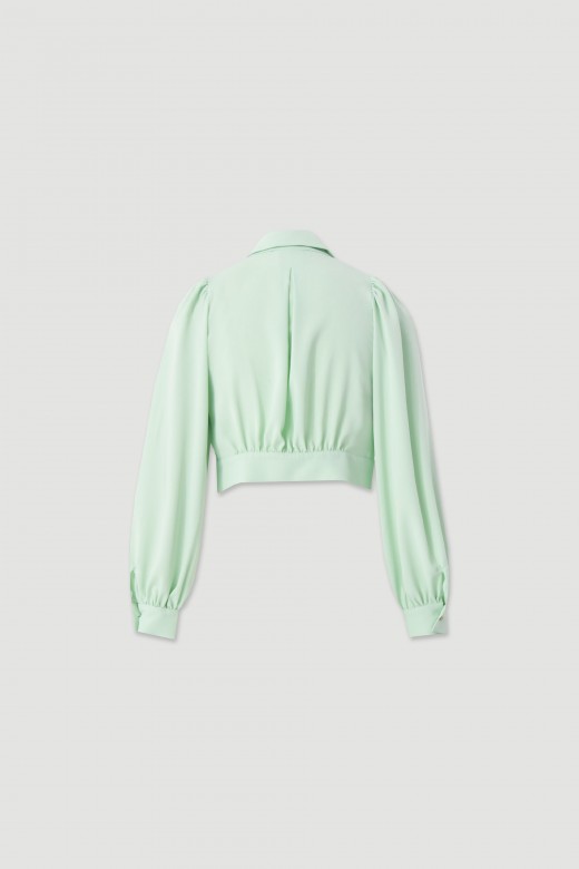 Cropped fluid long-sleeve blouse Cropped fluid long-sleeve blouse