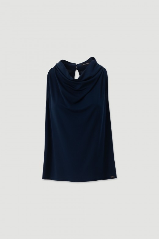 Draped neck knit top