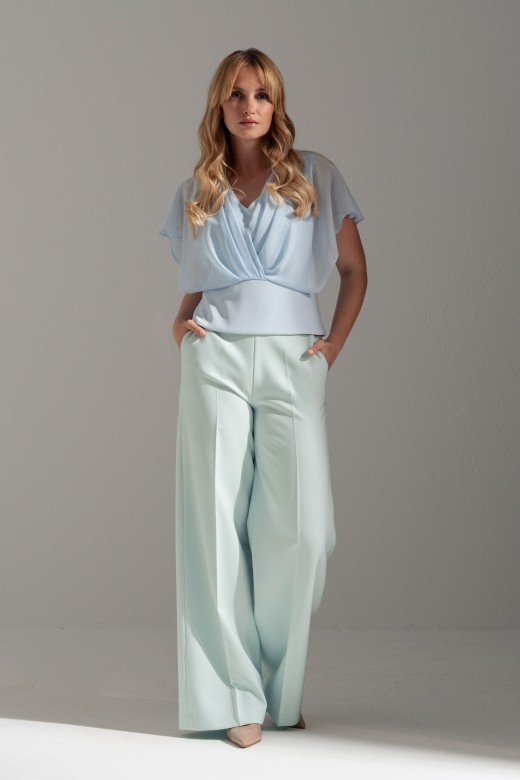Blouse with v-neck and draped effect Blouse with v-neck and draped effect