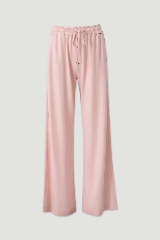 Wide-leg knit trousers with elastic waistband Wide-leg knit trousers with elastic waistband
