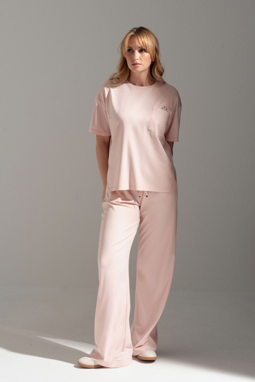 Wide-leg knit trousers with elastic waistband Wide-leg knit trousers with elastic waistband
