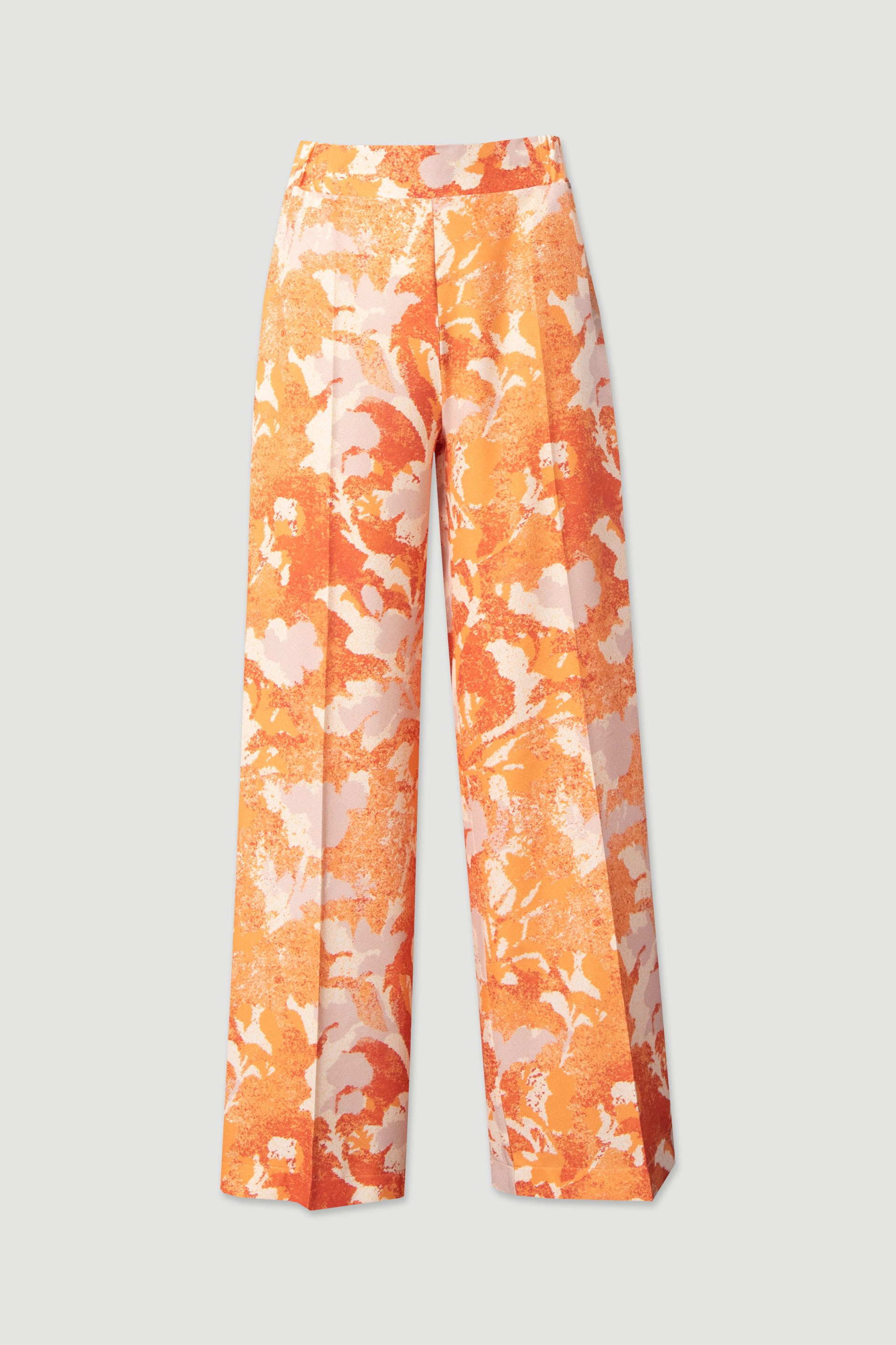 Printed wide-leg trousers with elasticated waist