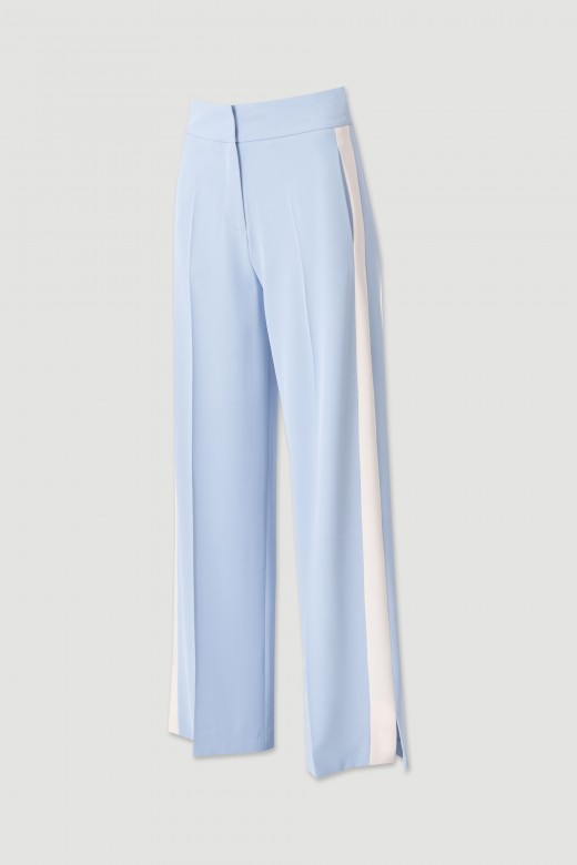 Tailored wide-leg trousers with contrast side stripe Tailored wide-leg trousers with contrast side stripe