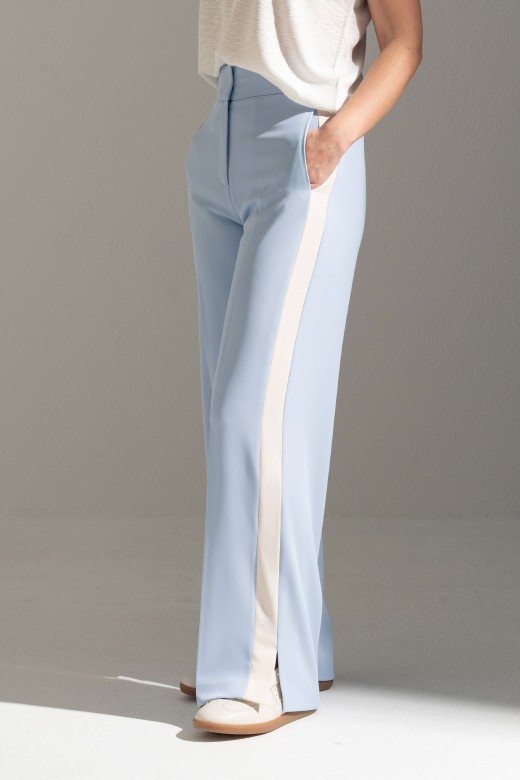Tailored wide-leg trousers with contrast side stripe Tailored wide-leg trousers with contrast side stripe