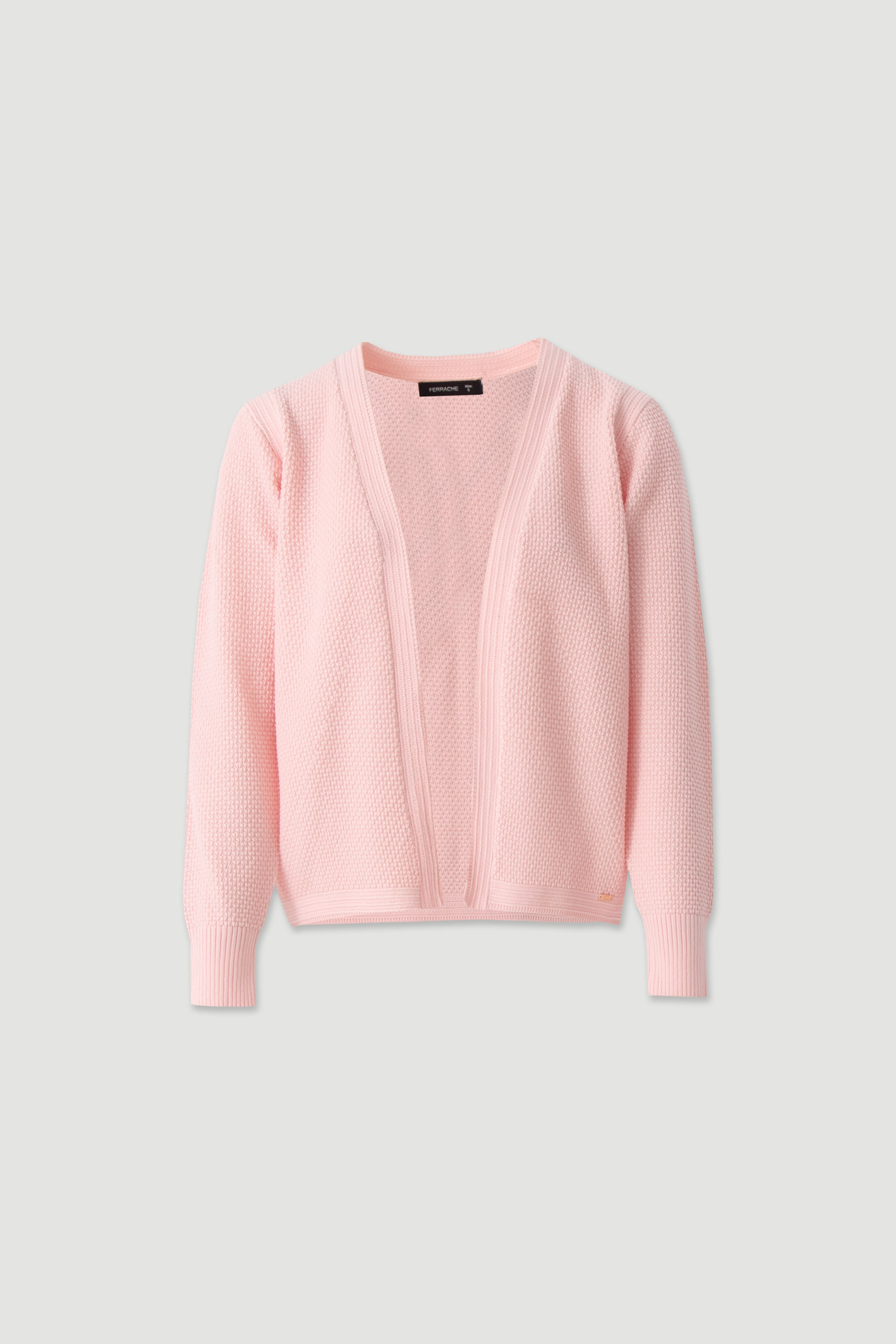 Short open cotton knit cardigan