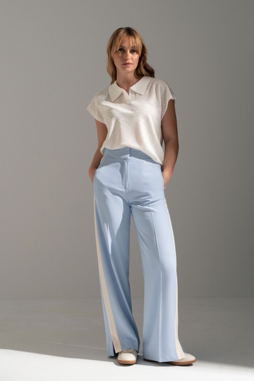 Tailored wide-leg trousers with contrast side stripe Tailored wide-leg trousers with contrast side stripe