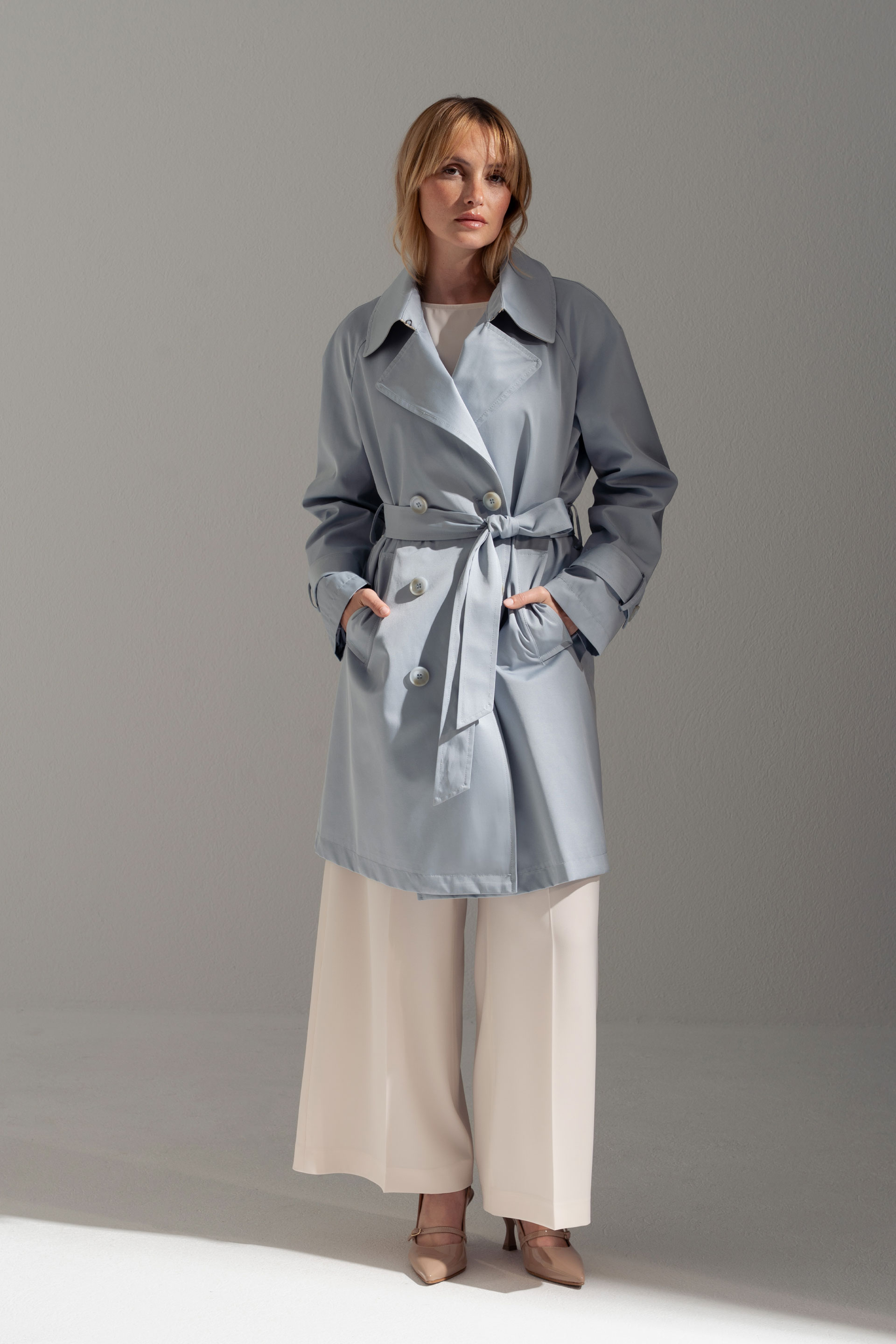 Cotton midi trench coat
