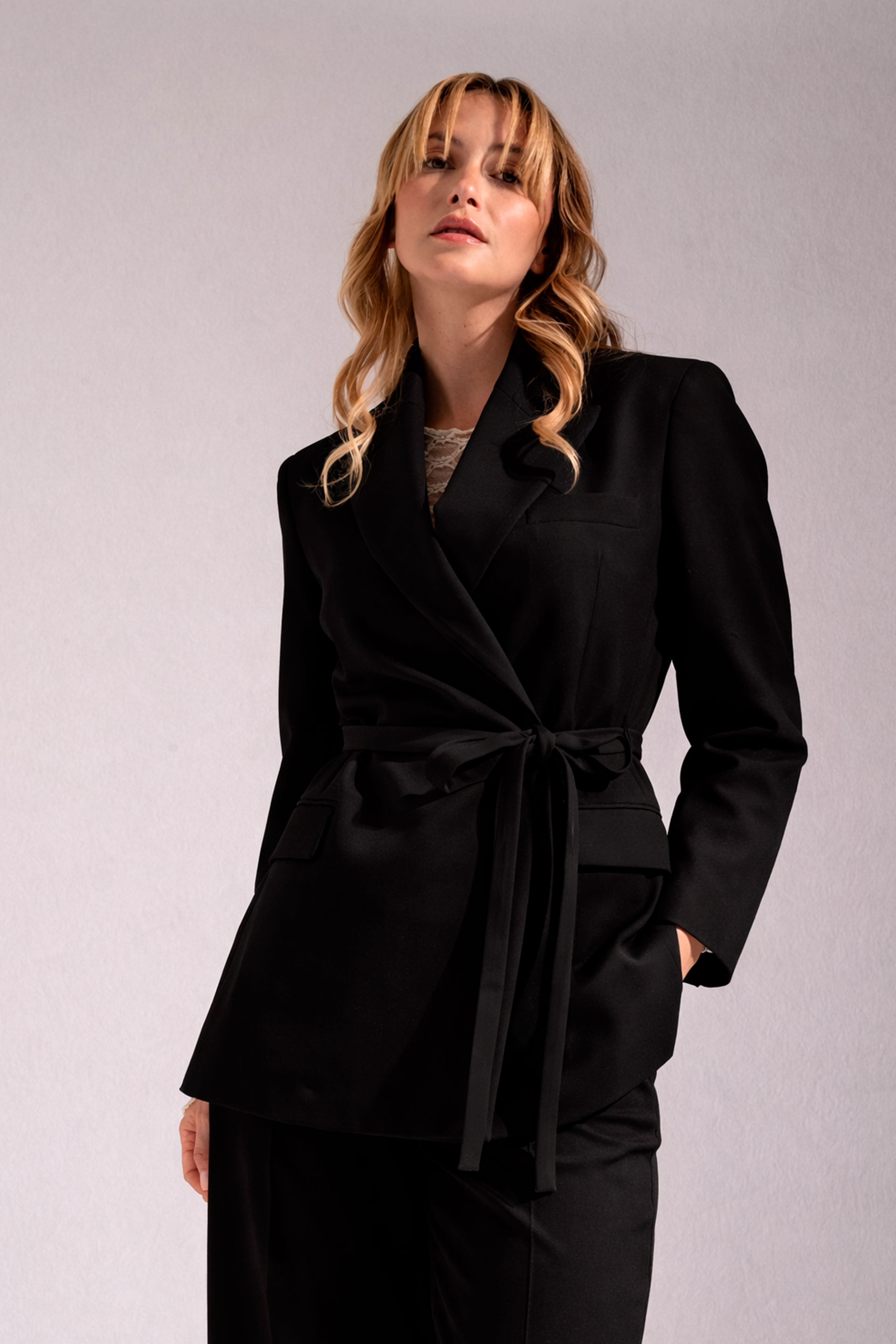 Classic belted blazer