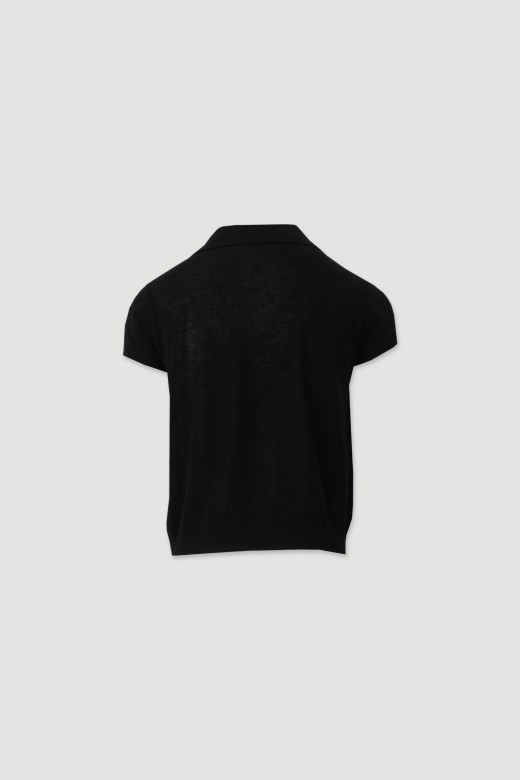 Knit polo with linen blend Knit polo with linen blend