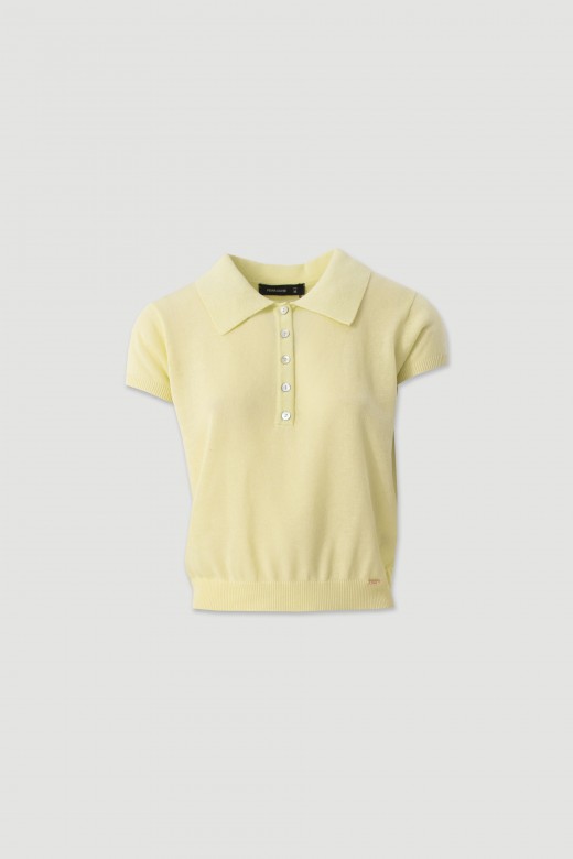 Knit polo with linen blend Knit polo with linen blend