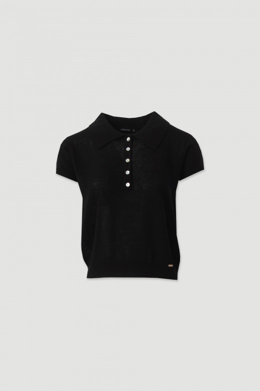 Polo de malha com linho