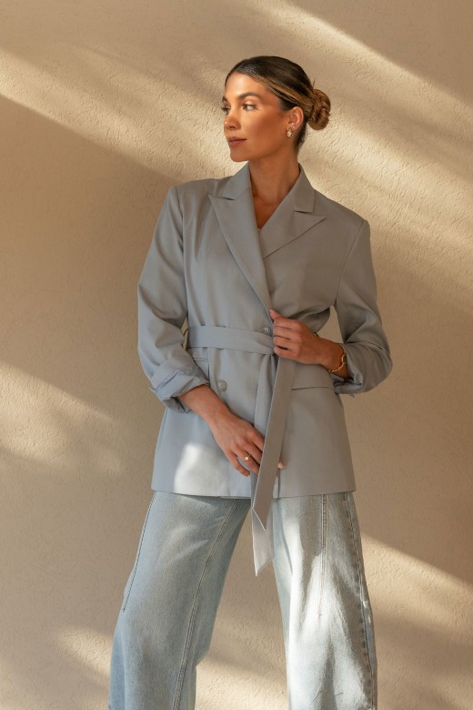 Cotton wrap blazer with belt Cotton wrap blazer with belt