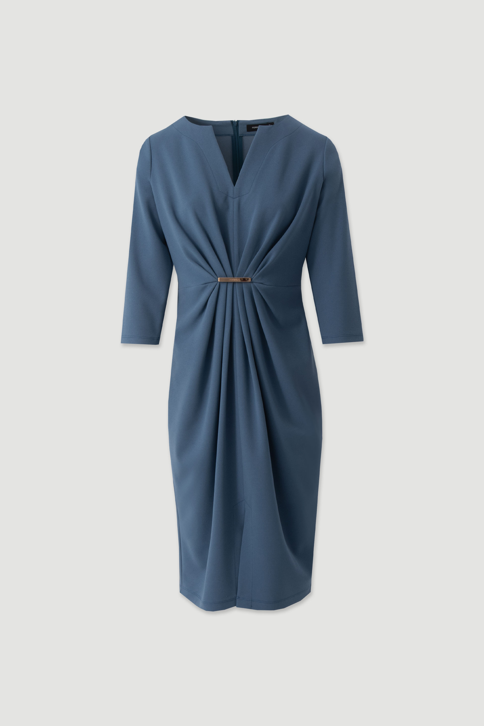 Fitted midi dress with metallic detail