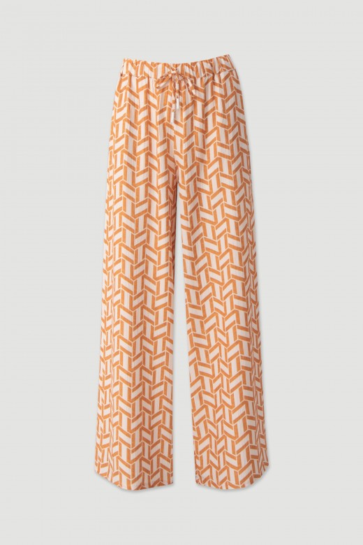 Flowy printed trousers with elastic waist Flowy printed trousers with elastic waist