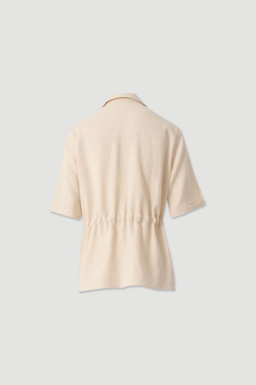 Linen shirt with adjustable waist tie Linen shirt with adjustable waist tie