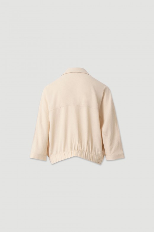 Linen jacket with pockets and elastic hem Linen jacket with pockets and elastic hem