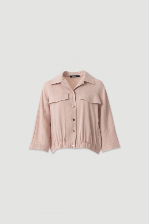 Linen jacket with pockets and elastic hem Linen jacket with pockets and elastic hem