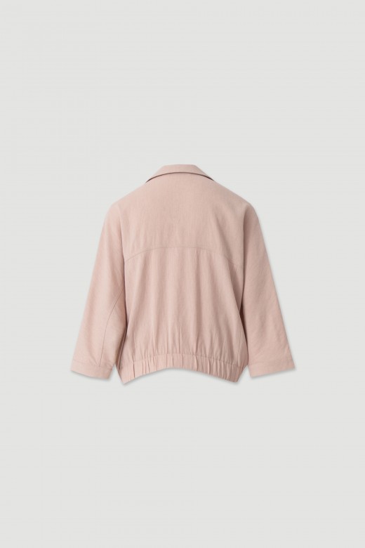 Linen jacket with pockets and elastic hem Linen jacket with pockets and elastic hem