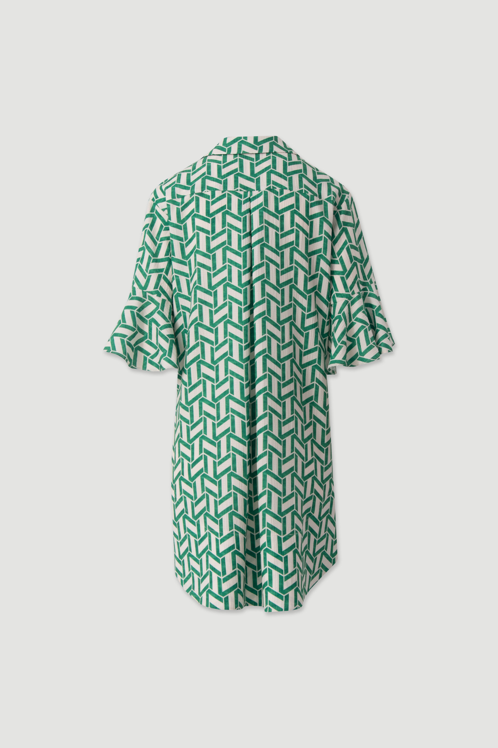 Vestido curto estampado com mangas fluidas