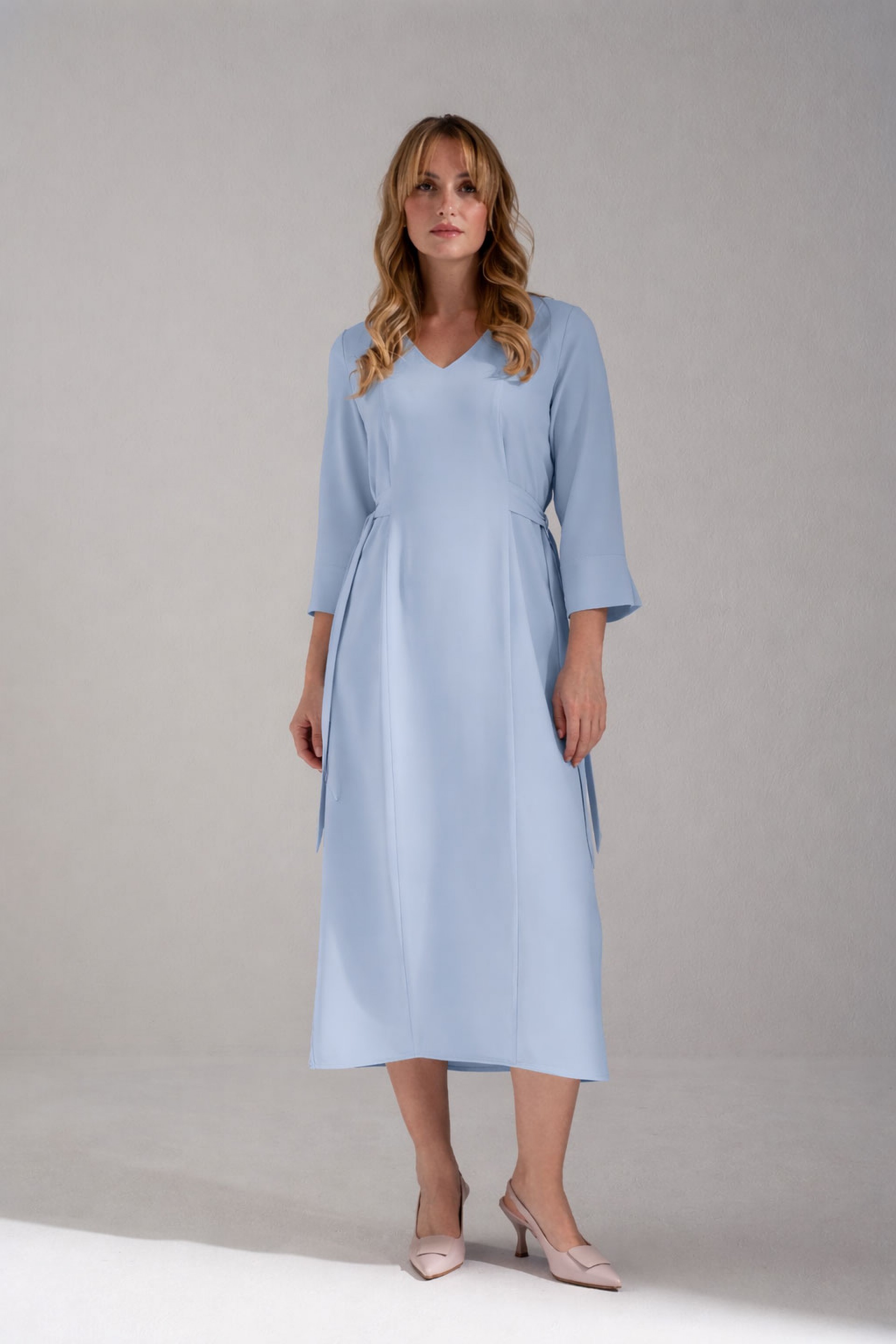 Flowing midi dress with side ties