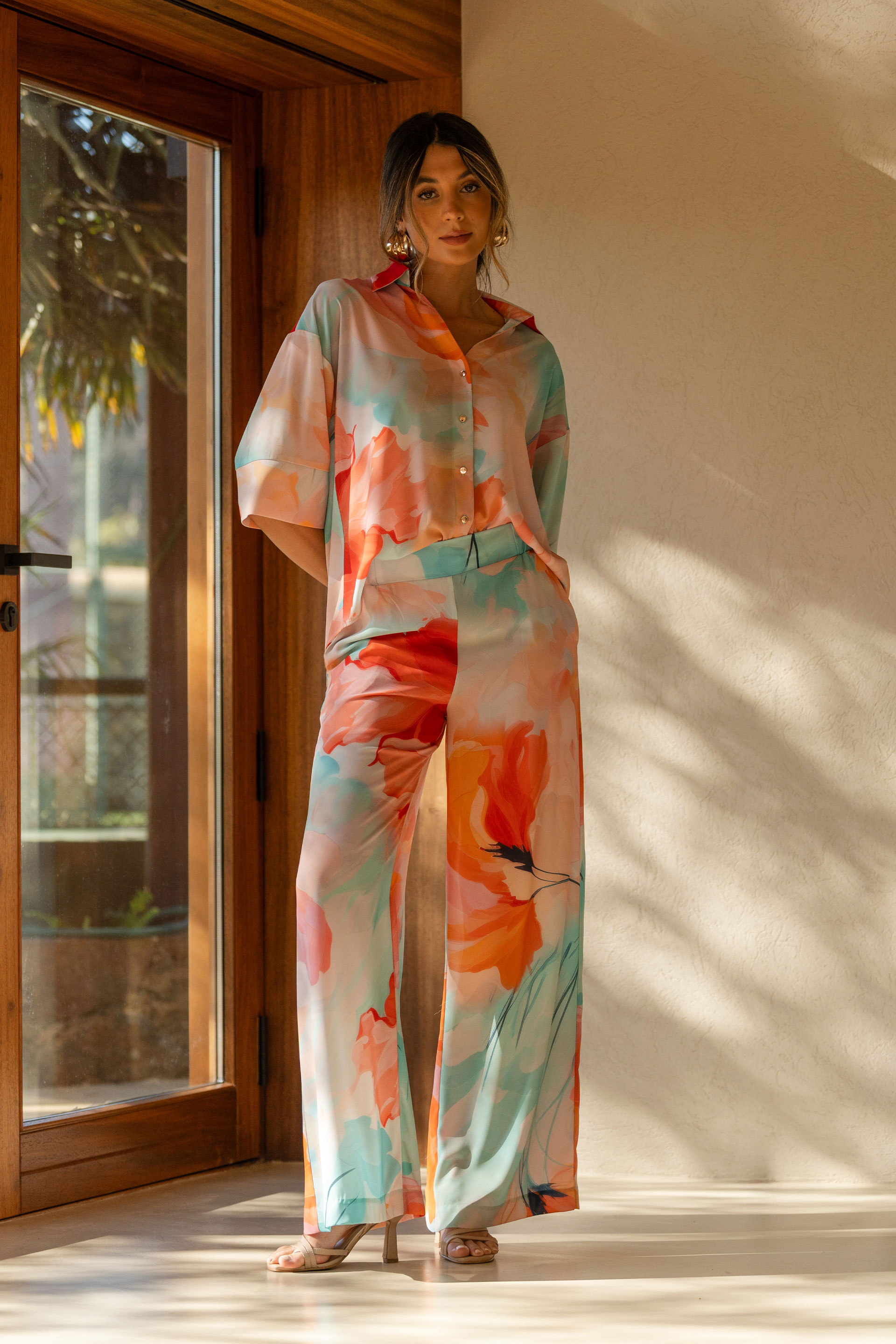 Flowy printed trousers
