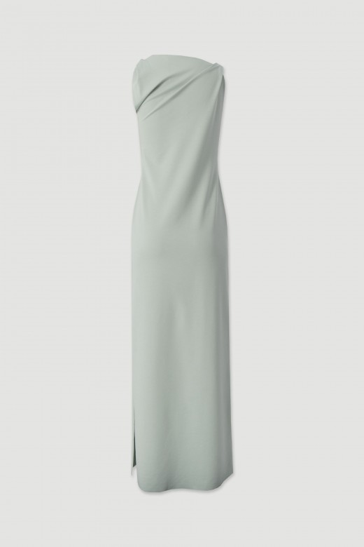 Long dress with draping and shoulder tie Long dress with draping and shoulder tie