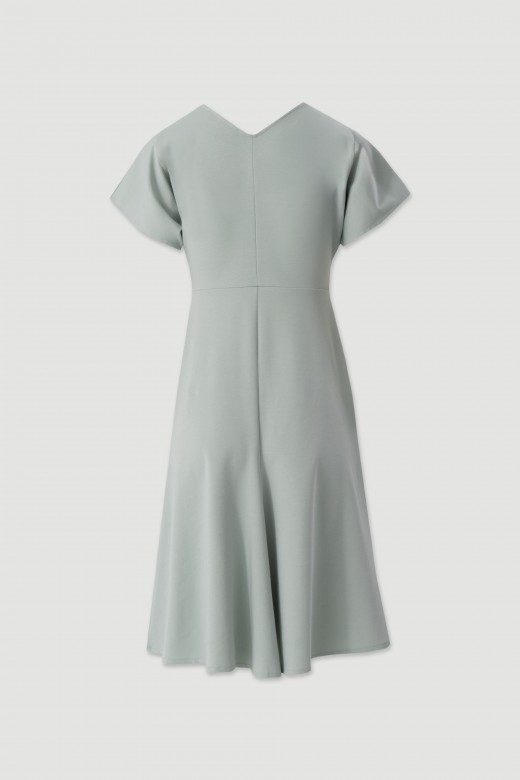 Midi flared dress with v-neck Midi flared dress with v-neck