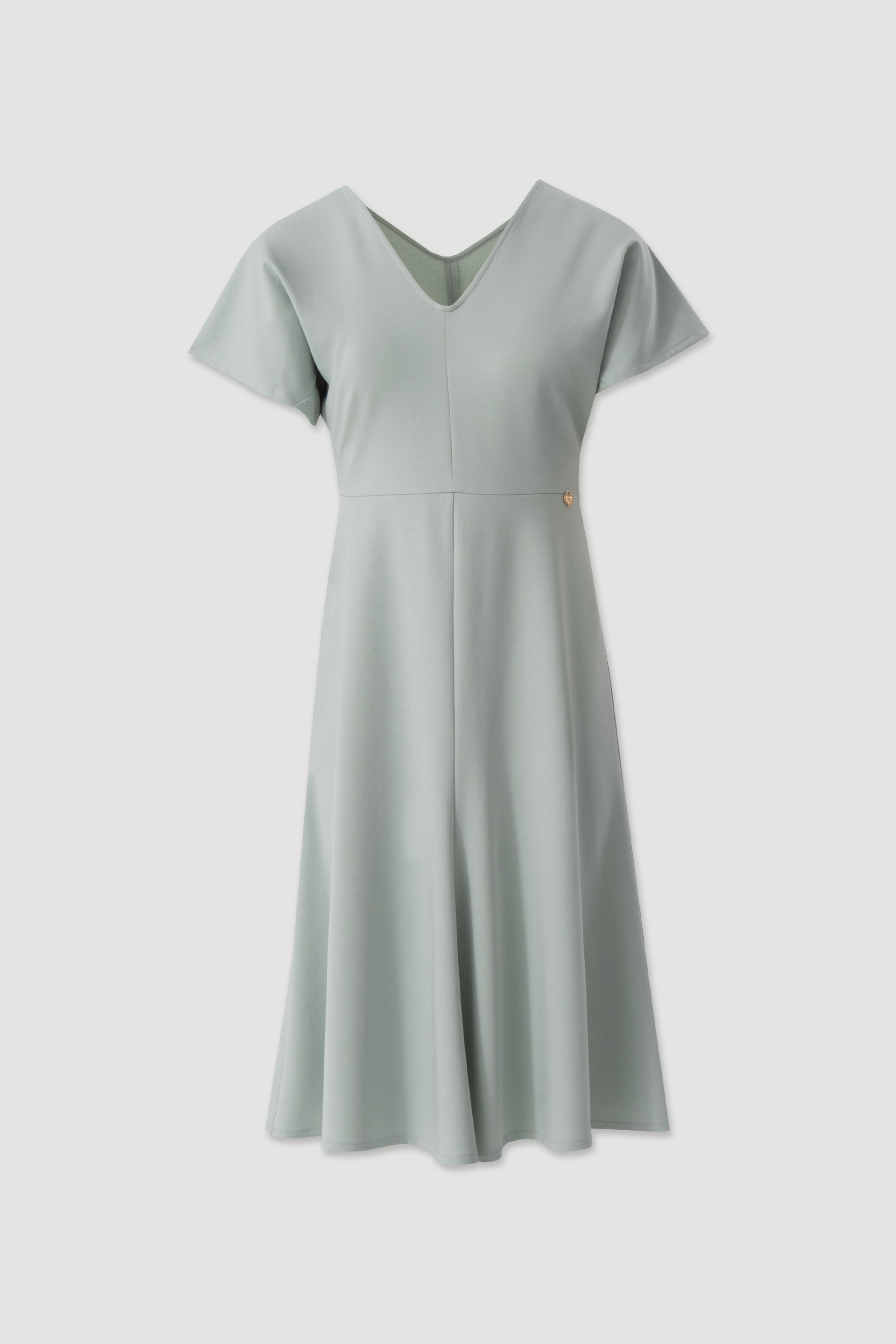 Midi flared dress with v-neck