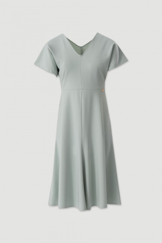 Midi flared dress with v-neck Midi flared dress with v-neck