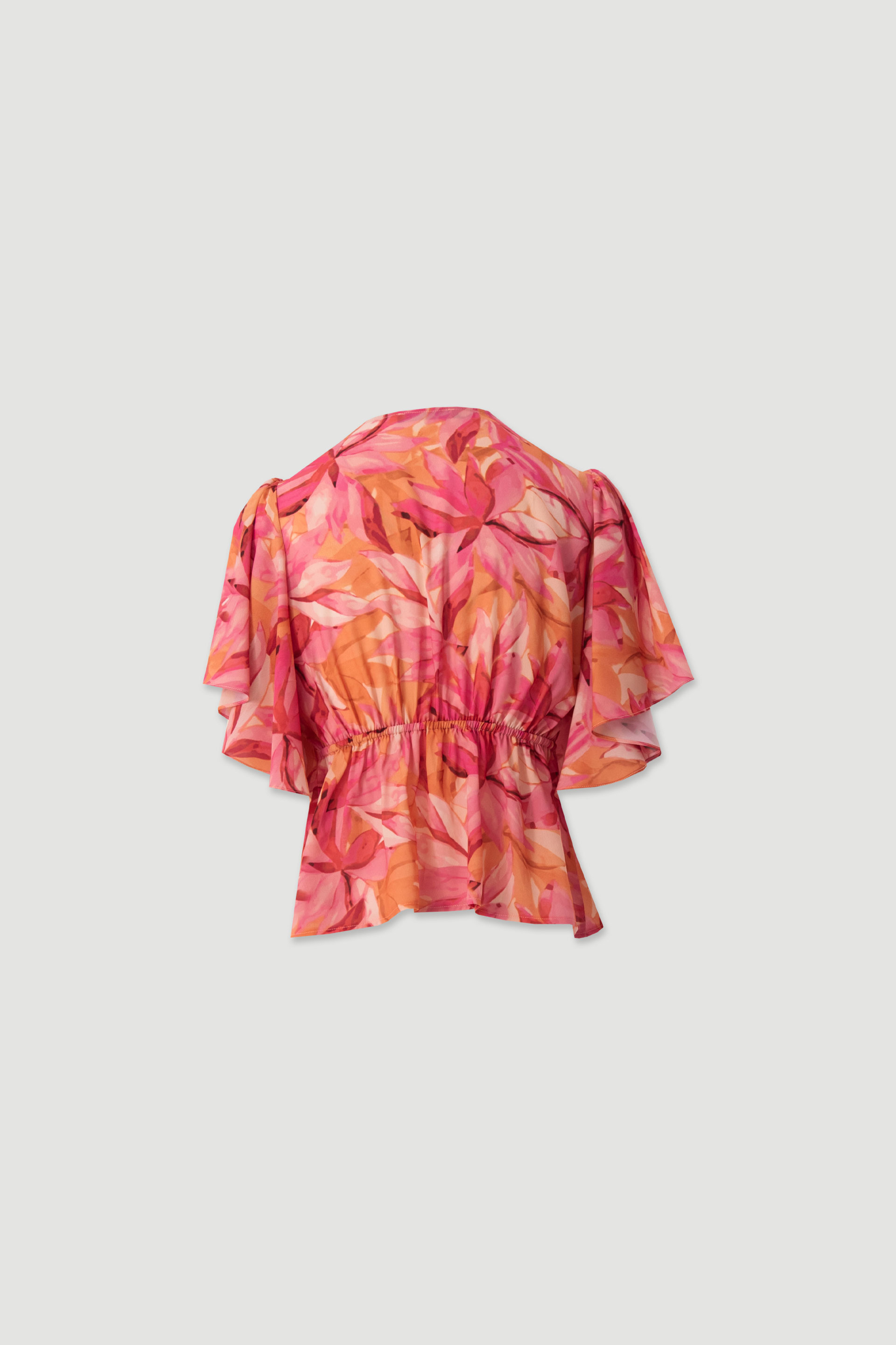 Short printed tunic with flowing sleeves