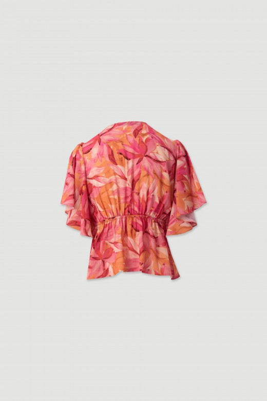 Short printed tunic with flowing sleeves Short printed tunic with flowing sleeves