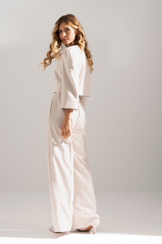 Classic high-waisted wide-leg trousers with elastic waistband Classic high-waisted wide-leg trousers with elastic waistband