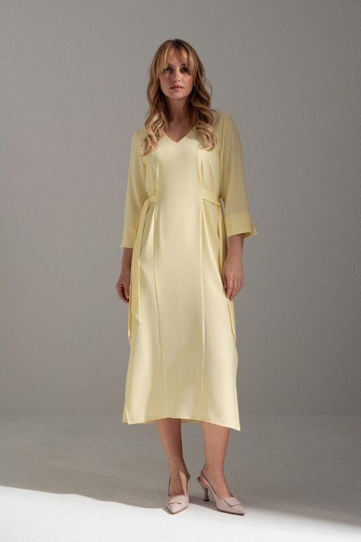 Flowing midi dress with side ties Flowing midi dress with side ties