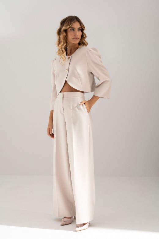 Calça clássica wide leg com cinto elástico Calça clássica wide leg com cinto elástico