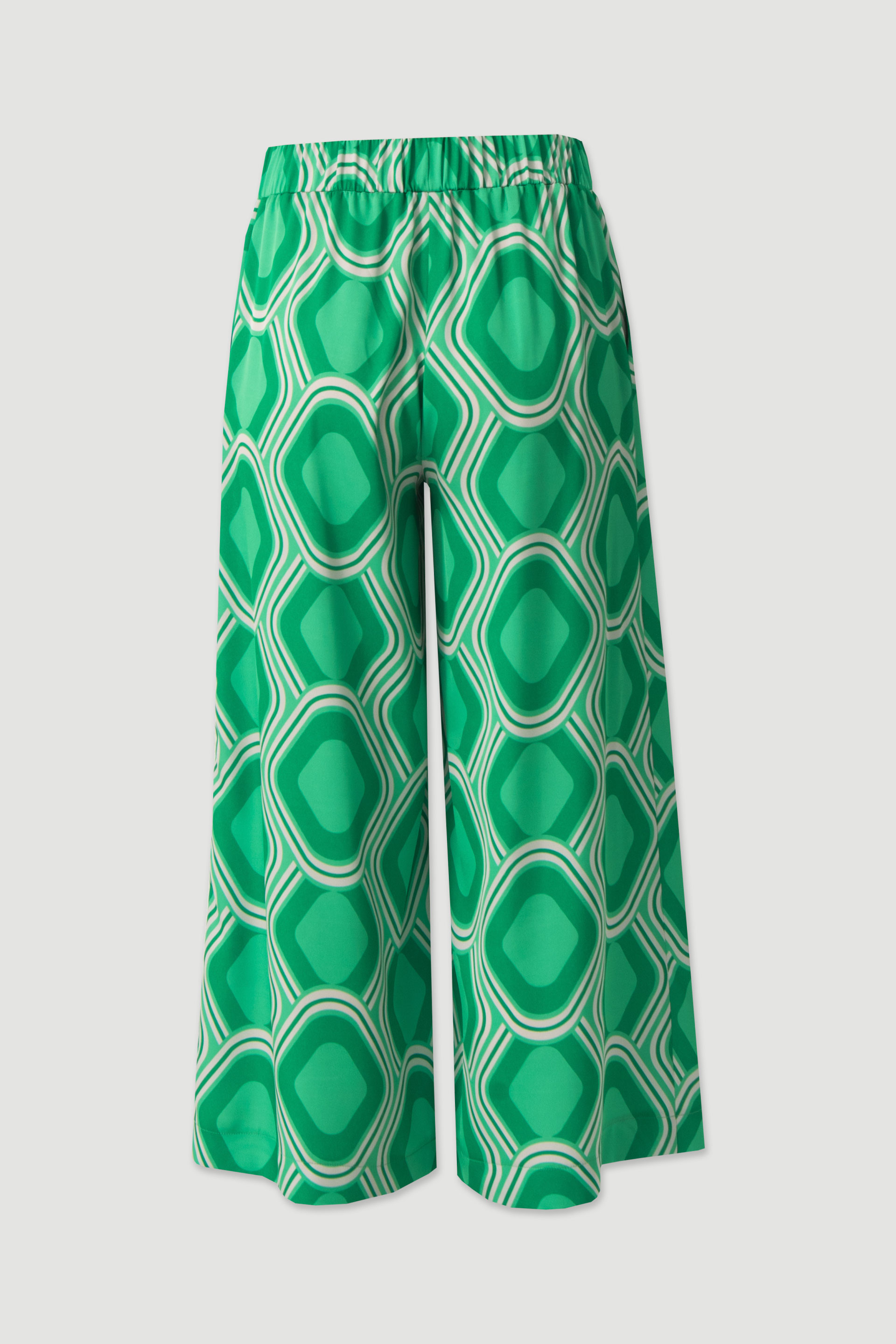 Calça culotte estampada com padrão geométrico