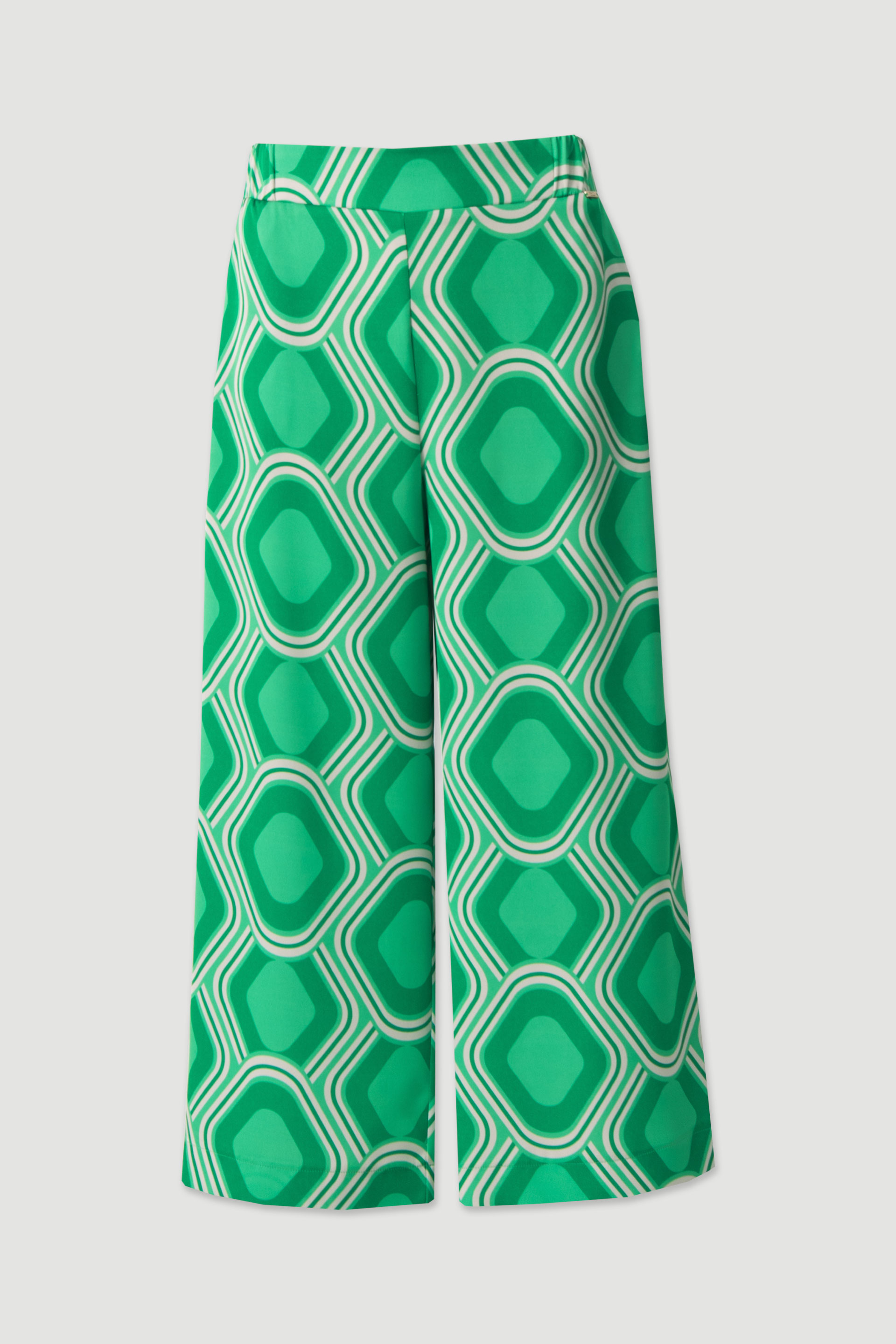 Calça culotte estampada com padrão geométrico