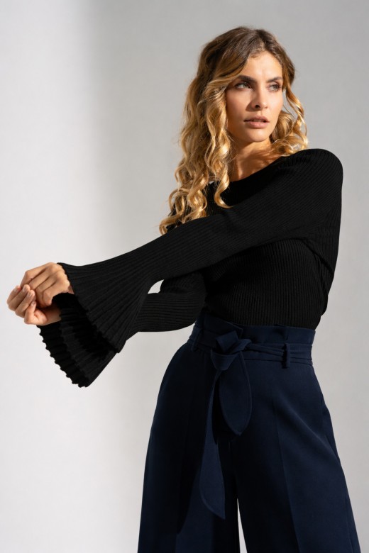 Ribbed knit sweater with flare sleeves Ribbed knit sweater with flare sleeves